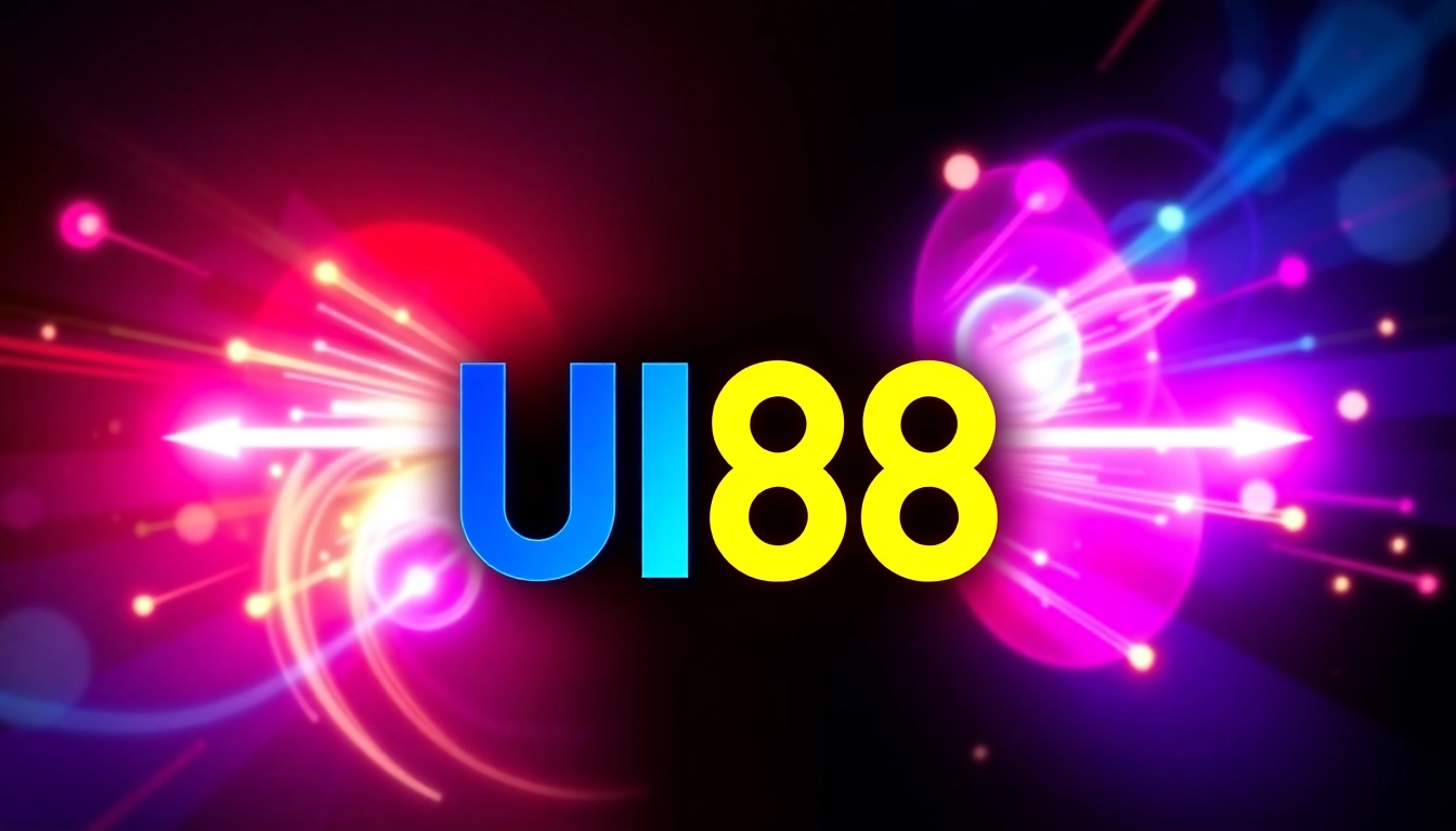 UU88 online casino platform with vibrant neon lights and dynamic gaming visuals, inviting players to join.