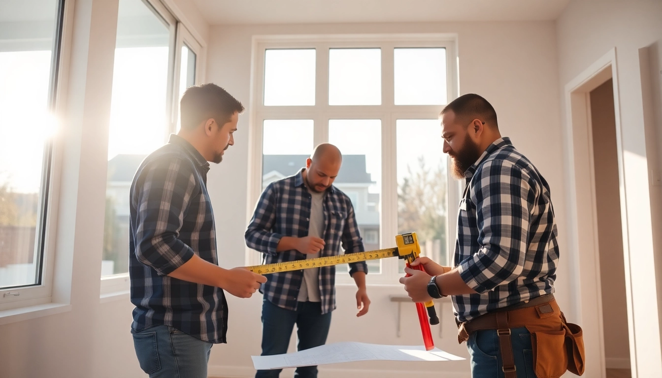 Window contractors near me: Skilled team installing energy-efficient windows at a home.