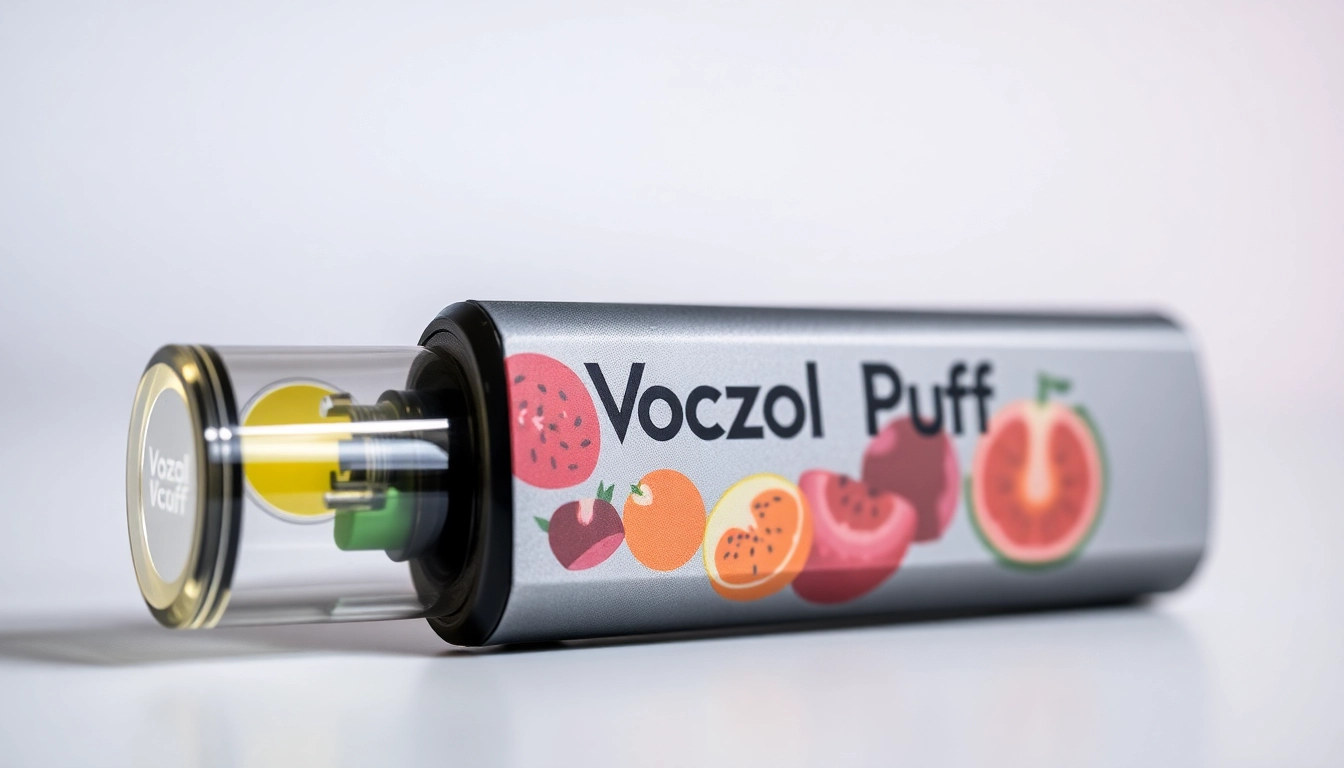 Vozol Puff disposable vape device featuring vibrant flavors, showcasing modern design and portability for excellent vaping experience.