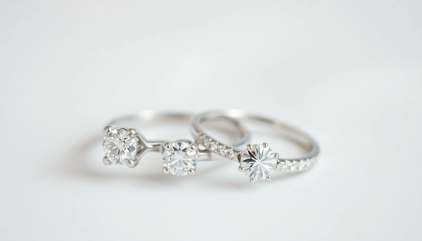 High-quality white gold engagement rings showcasing sparkling diamonds, elegant design for