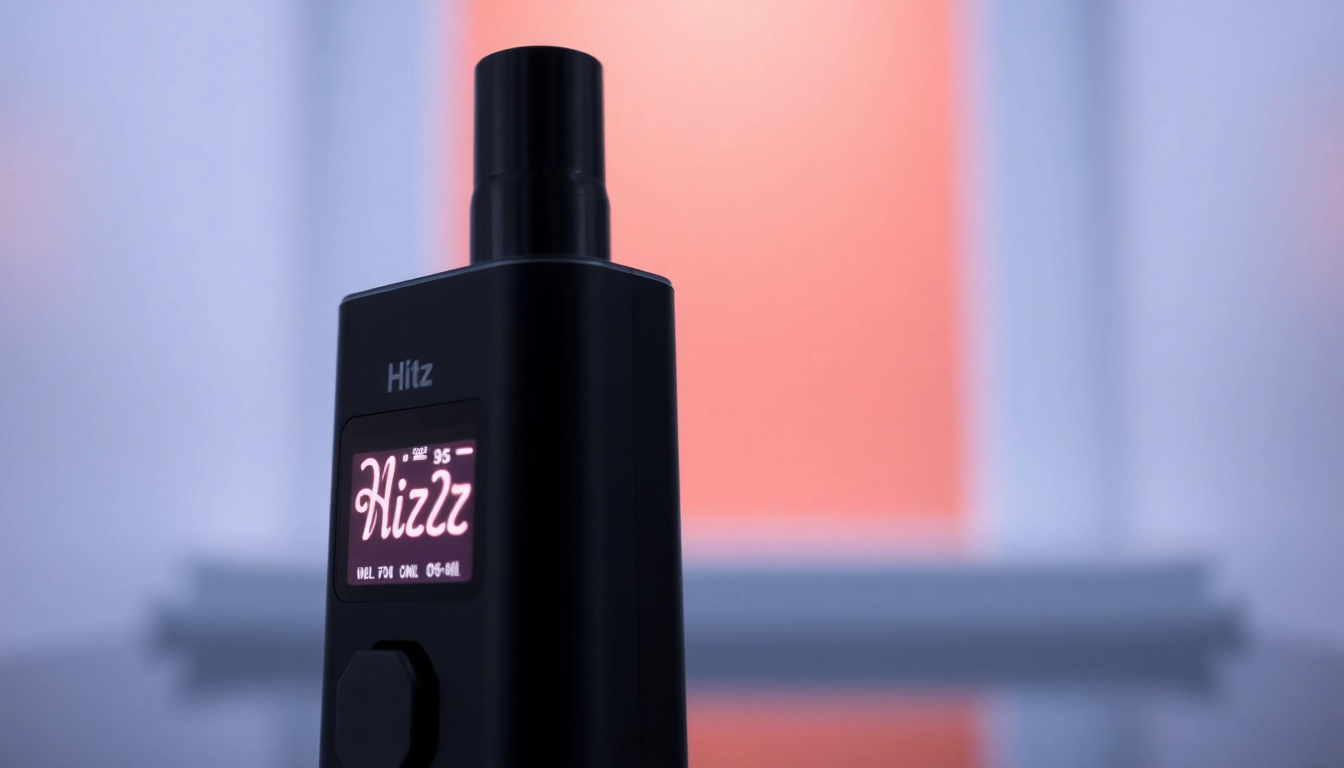 Authentic Hitz disposable vape with bright LCD screen and ceramic coil showcased near
