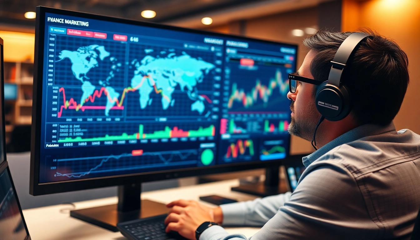 UK Trading and Investment Platform user analyzing stock charts on digital device with global