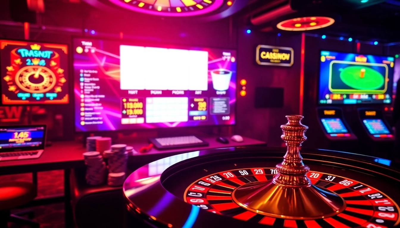 Vibrant casino siteleri interface with live gaming screens and poker chips showcasing trusted